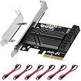 ASM1166 PCIe X4 SATA Card 6 Ports, Non Raid, Joylifeboard PCIE SATA III Controller Expansion Card 6 Gbps, Support 6 SATA 3.0 Devices, PCIe SATA Card with 6 SATA Cables+Thin Bracket