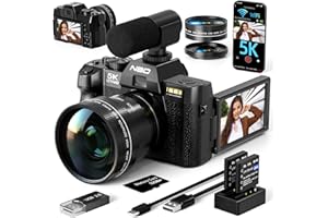 NBD 5K Digital Cameras for Photography 64MP Autofocus Vlogging Video Camera for YouTube with 32GB TF Card & 2 Batteries,16X Z