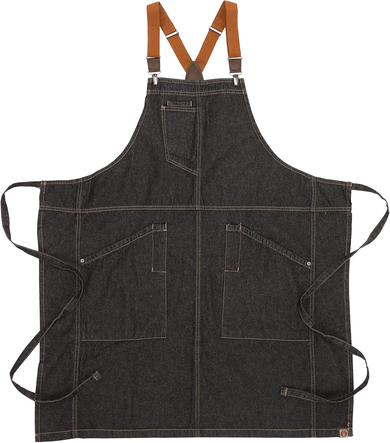 Chef Works unisex adult Berkeley Bib Work Utility Apron, Black W/Desert Sand Suspenders, One Size US: Clothing