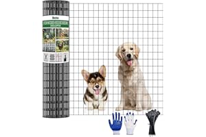 Moyios 36 in x 25 ft Welded Wire Mesh Fence, 2 in × 3 in 15GA Black PVC Coated Garden Fencing Roll, Dog Barrier for Vegetable Yard, Poultry Netting,Heavy-Duty Border Fencing