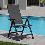 Grand Patio Aluminium Folding Chair with 6-Position Backrest Black view 8