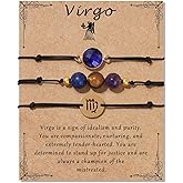 Risyfjew Zodiac Birthstone Bracelet for Women 8mm Natural Stone Bracelet Healing Crystals Jewelry Birthday Gift