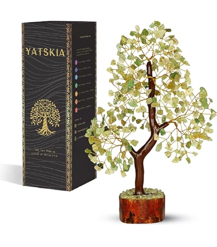 Amazon.com: PYOR 綠玉、寶石樹、玉石盆景生命樹裝飾、靈氣禮物、家居