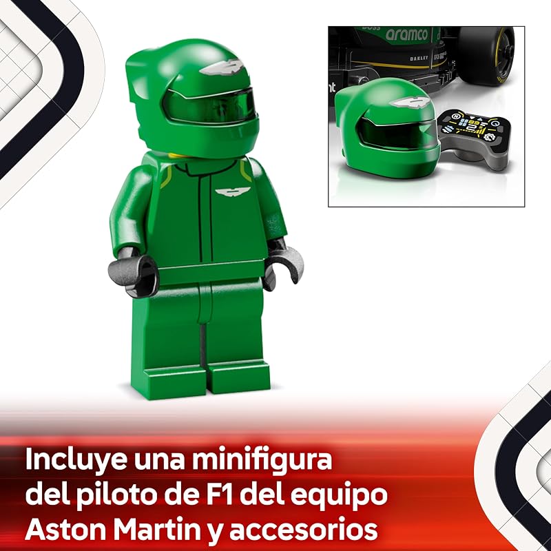 Speed Champions Coche de Carreras Aston Martin Aramco F1 AMR24 de Juguete, Maqueta de Vehículo de Fórmula 1 con Minifigura de Piloto, Regalo para Niños y Niñas de 10 Años o Más 77245