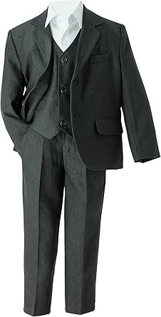 Costume Mariage Enfant Gris Anthracite 3 Pièces