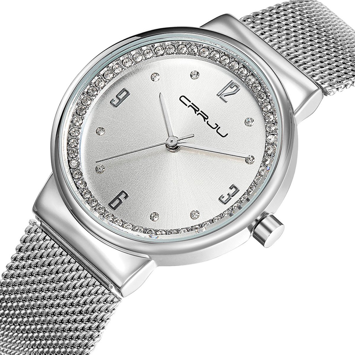 Modiwen, orologio da polso, da donna, con movimento al quarzo. Orologio con diamanti, acciaio lavorato a maglia. Orologio impermeabile, veste come un braccialetto. Orologi da donna per il tempo libero Sliver