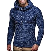Leif Nelson Men’s Knitted Hoodie Sweater – Stylish Cable Knit Pullover with Hood