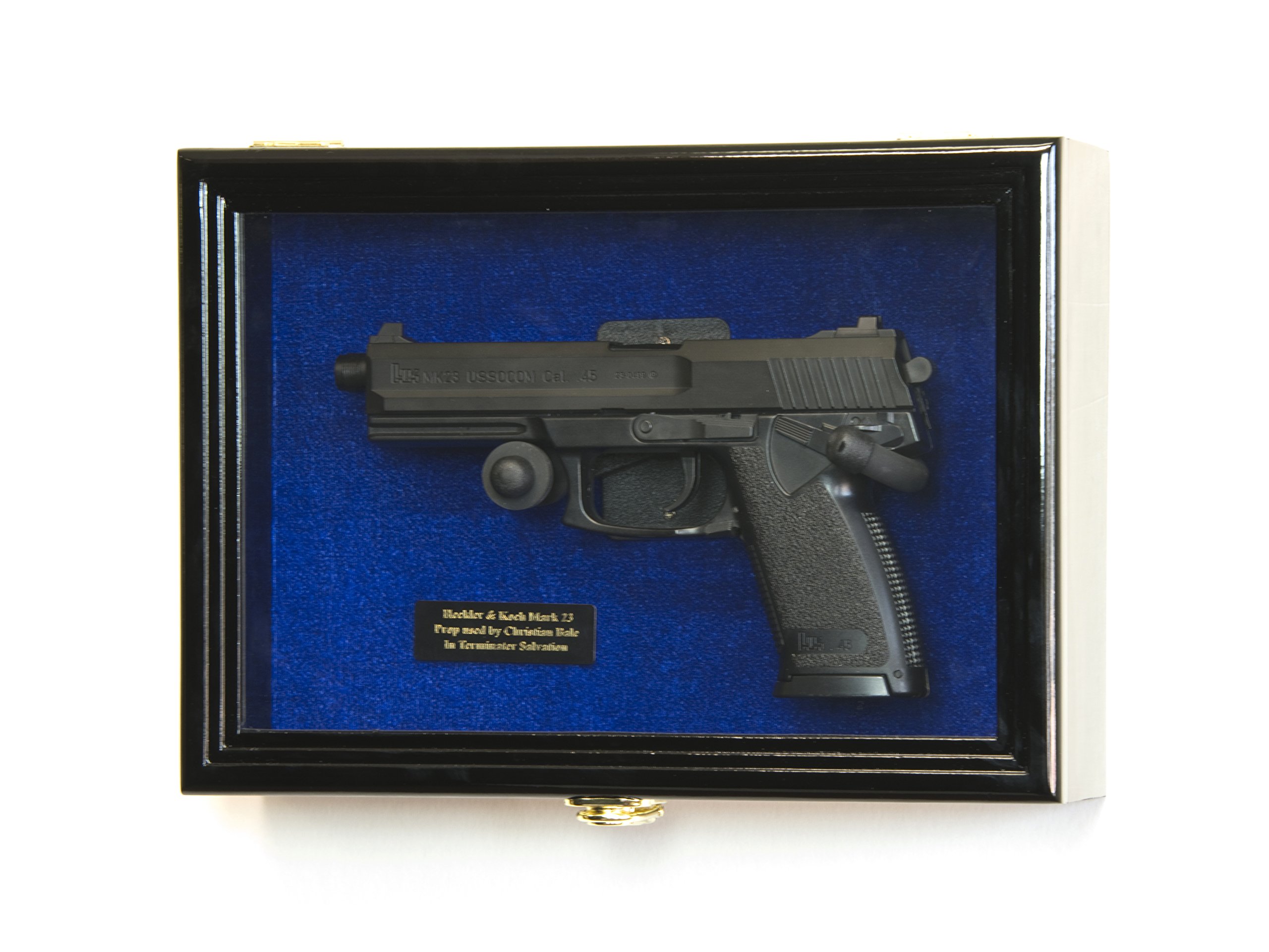 Single Pistol Display Case Wall Mount Solid Hardwood (Black