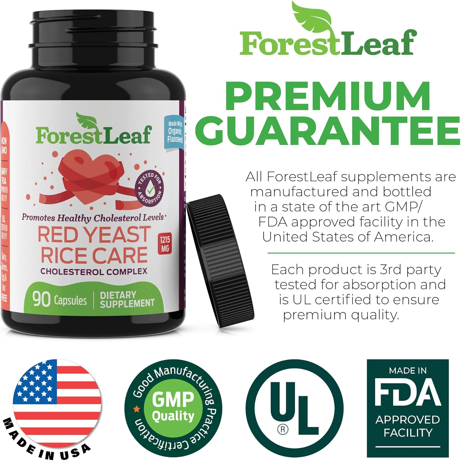 Red Yeast Rice Care with COQ-10 and Organic Flaxseed - Supports Cardiovascular Health - 1215mg - 90 Vegetable Capsules - Daily Dietary Supplements: Health & Personal Care