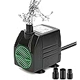 BARST Submersible Water Pump,Ultra Quiet 160GPH Aquarium Pump Adjustable Fountain Pump with 3 Nozzles and 6ft Power Cord for Fish Tank, Pond, Hydroponics,Outdoor Waterfall (600L/H,12W)
