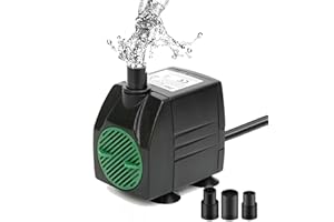 BARST Submersible Water Pump,Ultra Quiet 120GPH Aquarium Pump Adjustable Mini Fountain Pump with 3 Nozzles and 6ft Power Cord for Fish Tank, Pond, Hydroponics (450L/H,6W)