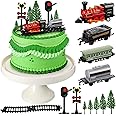 13 Pcs Train Cake Toppers Cute Train Party Cake Decorations Retro Train Birthday Party Supplies Small Steam Train Toy Kit Railroad Traffic Lights Cake Topper for Birthday Railway Train Theme Party