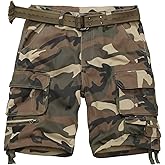 KOCTHOMY Mens Cargo Shorts Cotton Relaxed Fit Zipper Pocket Camo Casual Work Shorts with 9 Pockets No Belt