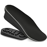 CALTO Adjustable 1.8 Inch Height Increase Insoles for Men & Women - 3/4 Length Heel Lifts - Unisex Orthotic Shoe Inserts for Leg Discrepancy (Black)
