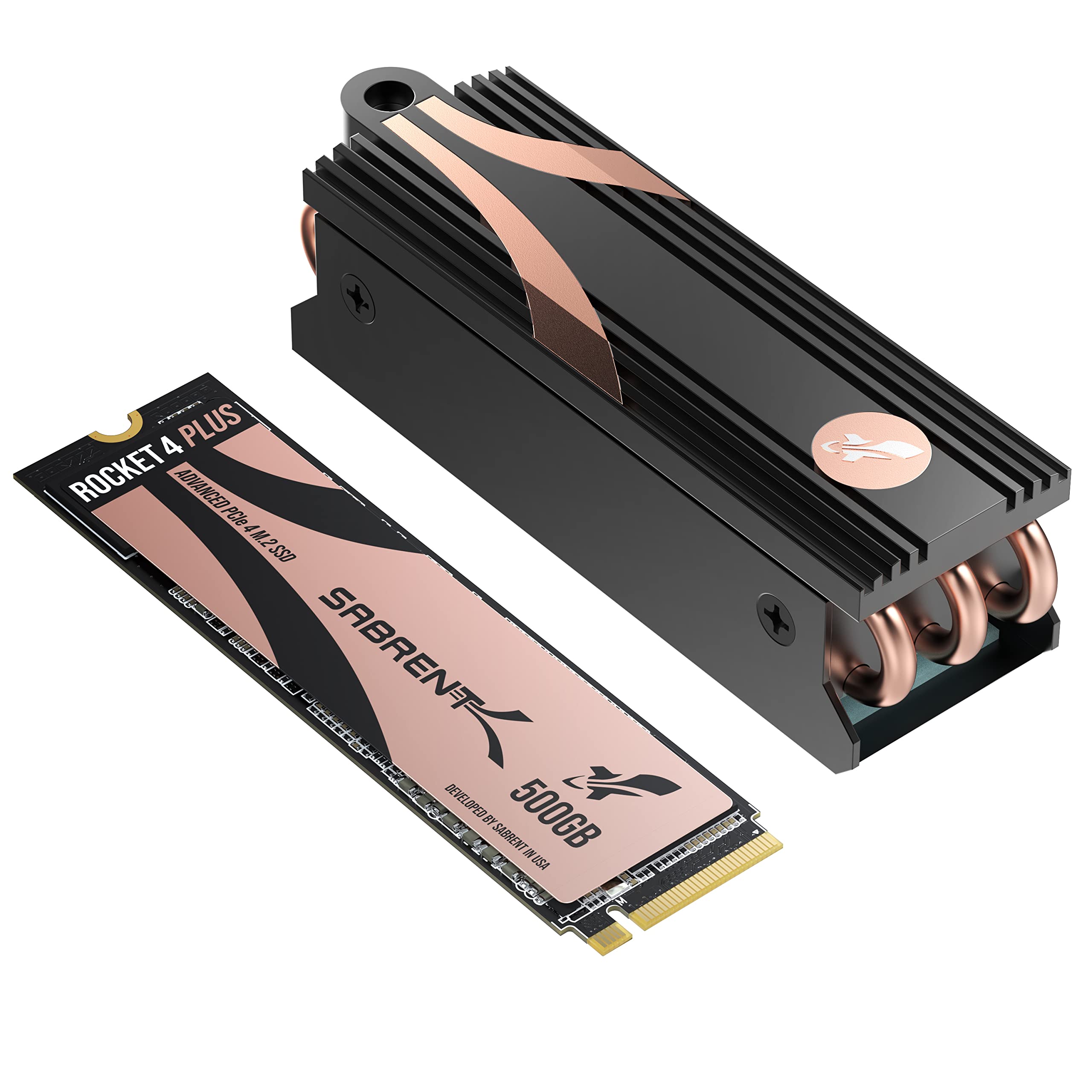 SABRENT M.2 NVMe SSD 500GB gen 4x4 with Heatsink, Solid State drive 7000MB/s Read, PCIe 4.0 m2 Hard Drive For Gamers, Compatible with PlayStation 5, PCs, NUCs Laptops and Desktops SB-RKT4P-HTSP-500