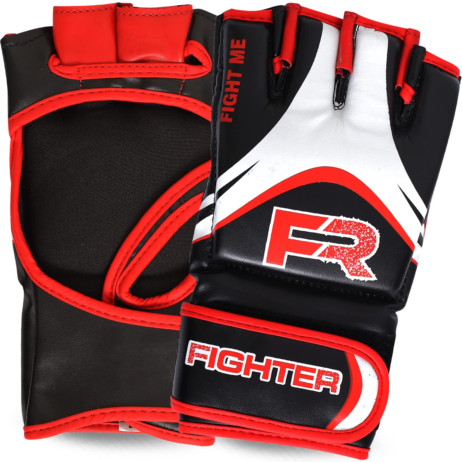 Pre-Curved MMA Gloves - Parent Listing (Black-Red-White, M)