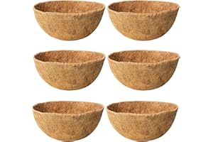JINYICOCO 6 Pack 16 Inch Coco Liners for Hanging Baskets Coconut Husk Plant Liners 100% Natural Round Coco Coir Liner for Hanging Basket Flowers