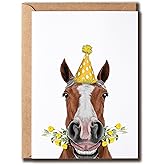 SMHGifts Horse Card - Horse Birthday Card - Birthday Card For Horse Lovers - Greeting Card - Card For Family Friends - Happy Birthday Card - Cute Card