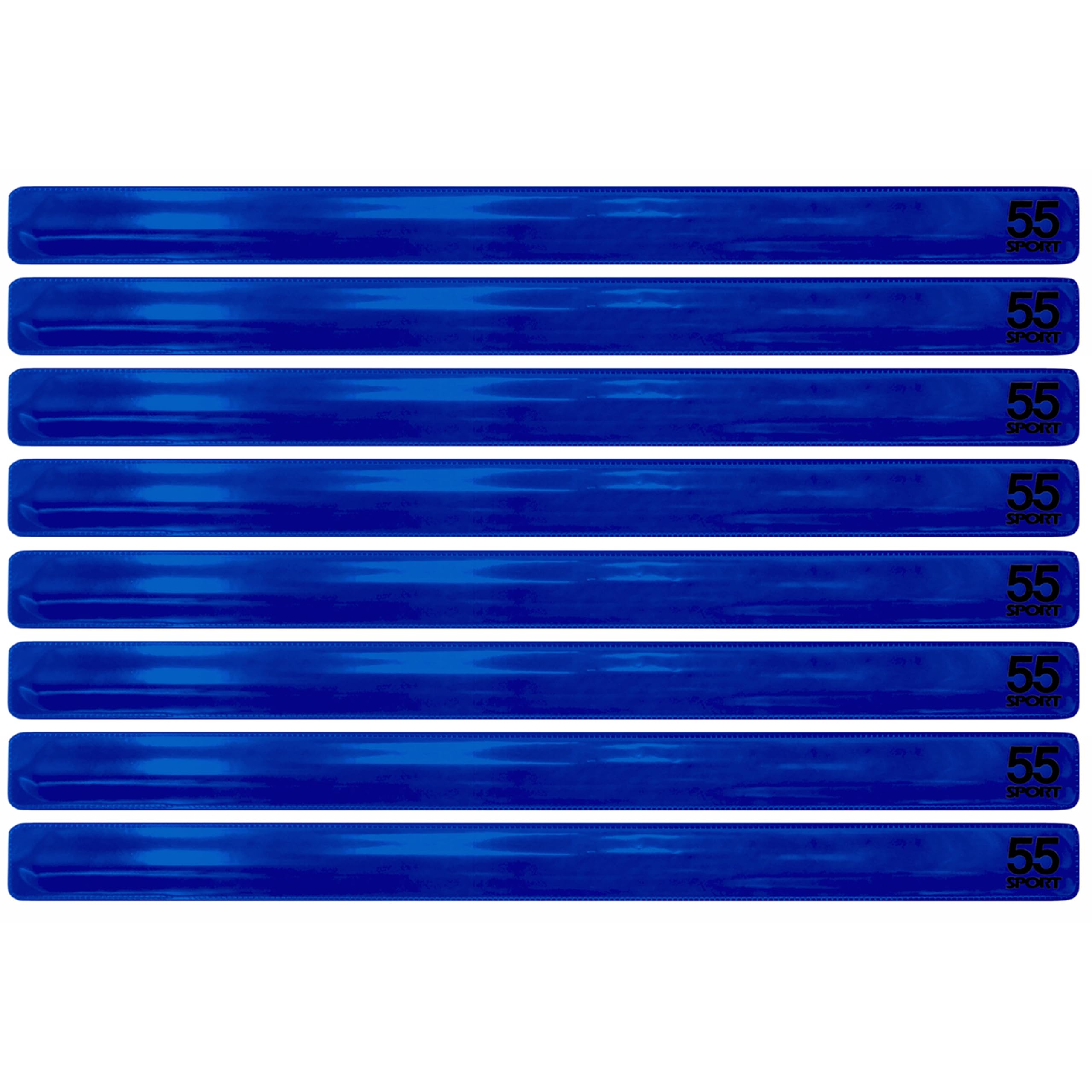 55 Sport Highly Reflective Hi-Vis Slap On Wrist/Ankle Bands - Blue - 8 Pack
