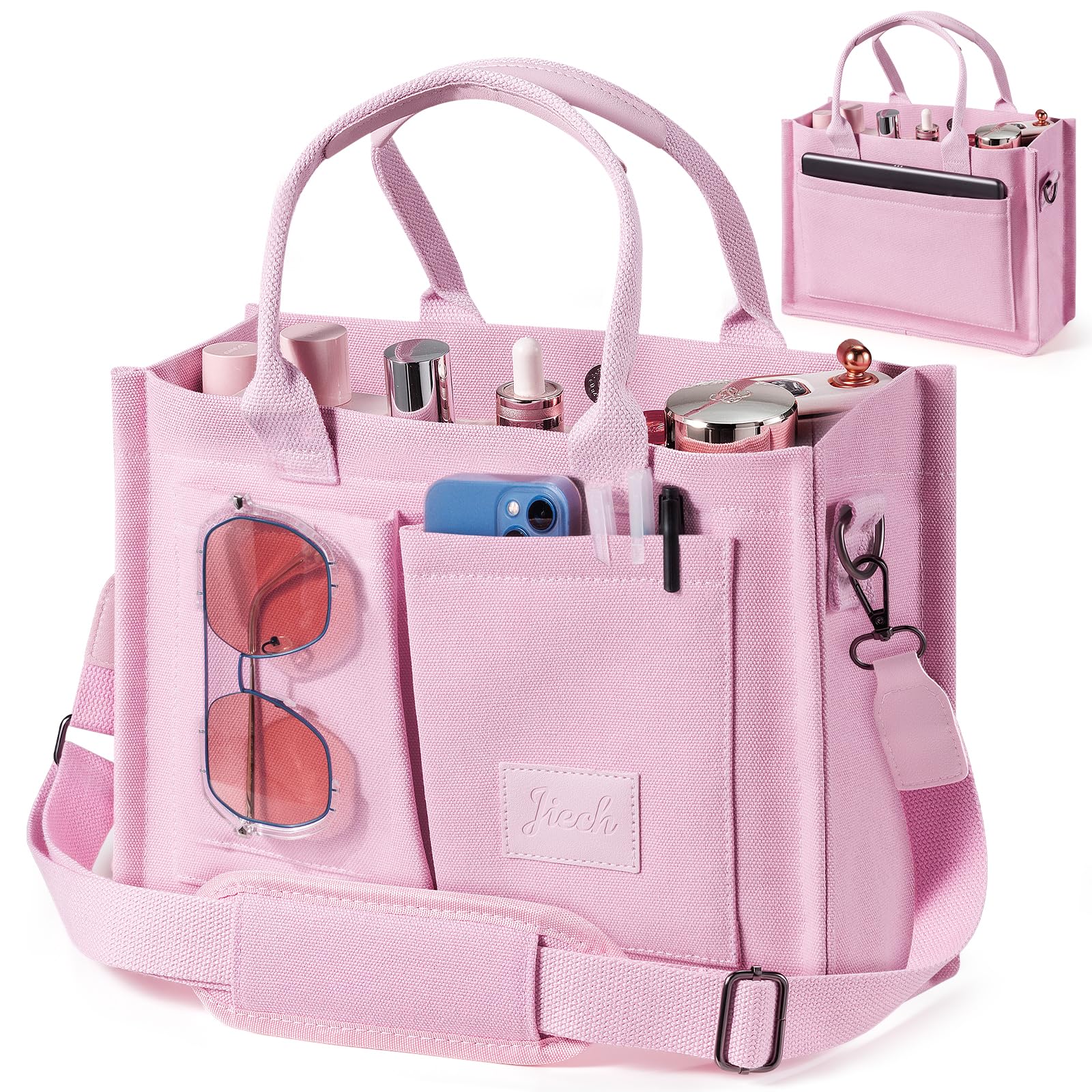 Photo 1 of Canvas Tote Bags with Pockets - Women's Everyday Satchel Handbag