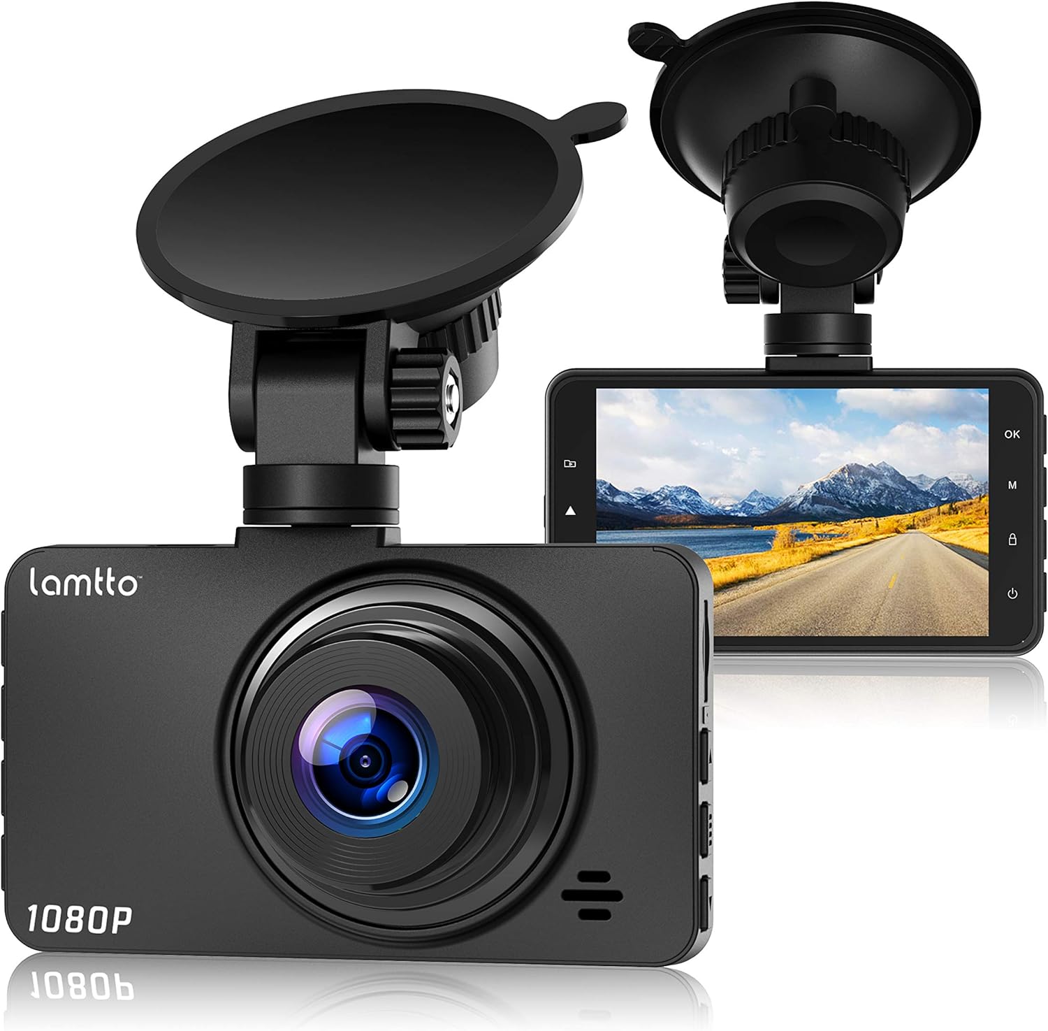 Lamtto Dash Cam 1080P FHD 3 Inch Rechargeable Dash Cameras FishEye Car Video Recorder Dashboard