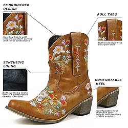 Hbeylia Cowboy Boots For Women Vintage Embroidery