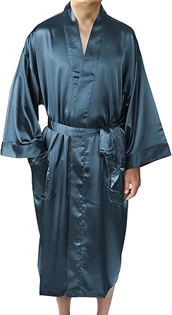 satin long kimono robe