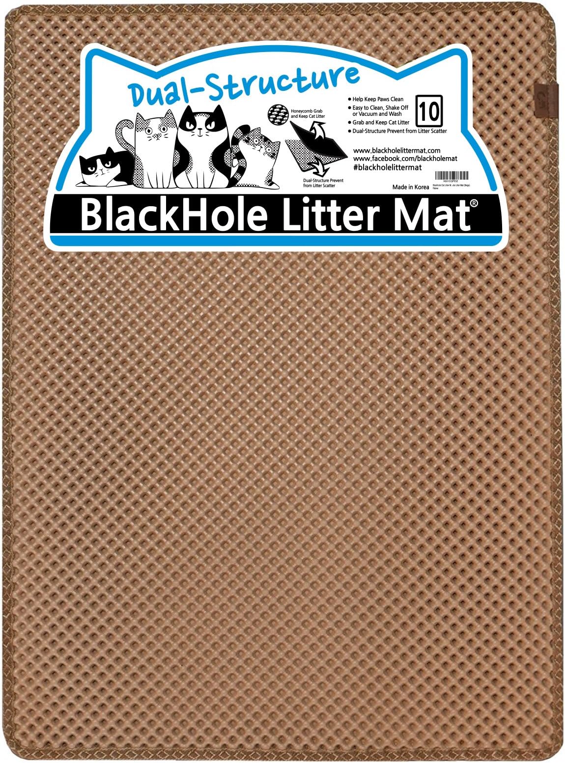 BlackHole Cat Litter Mat - Super Large (36" X 25") Double Structure Mat (Beige)