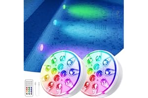 VICHTOP Pool Lights - 2 Pack, Rechargeable Submersible LED Pool Lights with Remote, IP68 Waterproof Pool Decor Light for Inground Pools, Above Ground Pools, Parties, Hot Tubs, Vase Bases