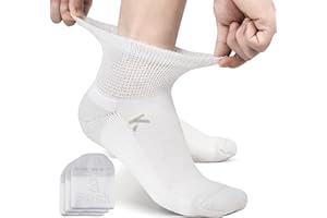KWUKOTY Diabetic Socks Ankle Cushioned Sole Combed Cotton, Daily Wear & Sports, 3-Pack Men's 6-12 Women's 7-13