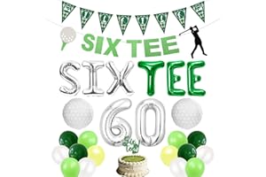 LaVenty 60th Birthday Decorations Him Golf 60th Birthday Party Balloons Mens Sixty Banner Cake Topper 60 Number Balloons Lets