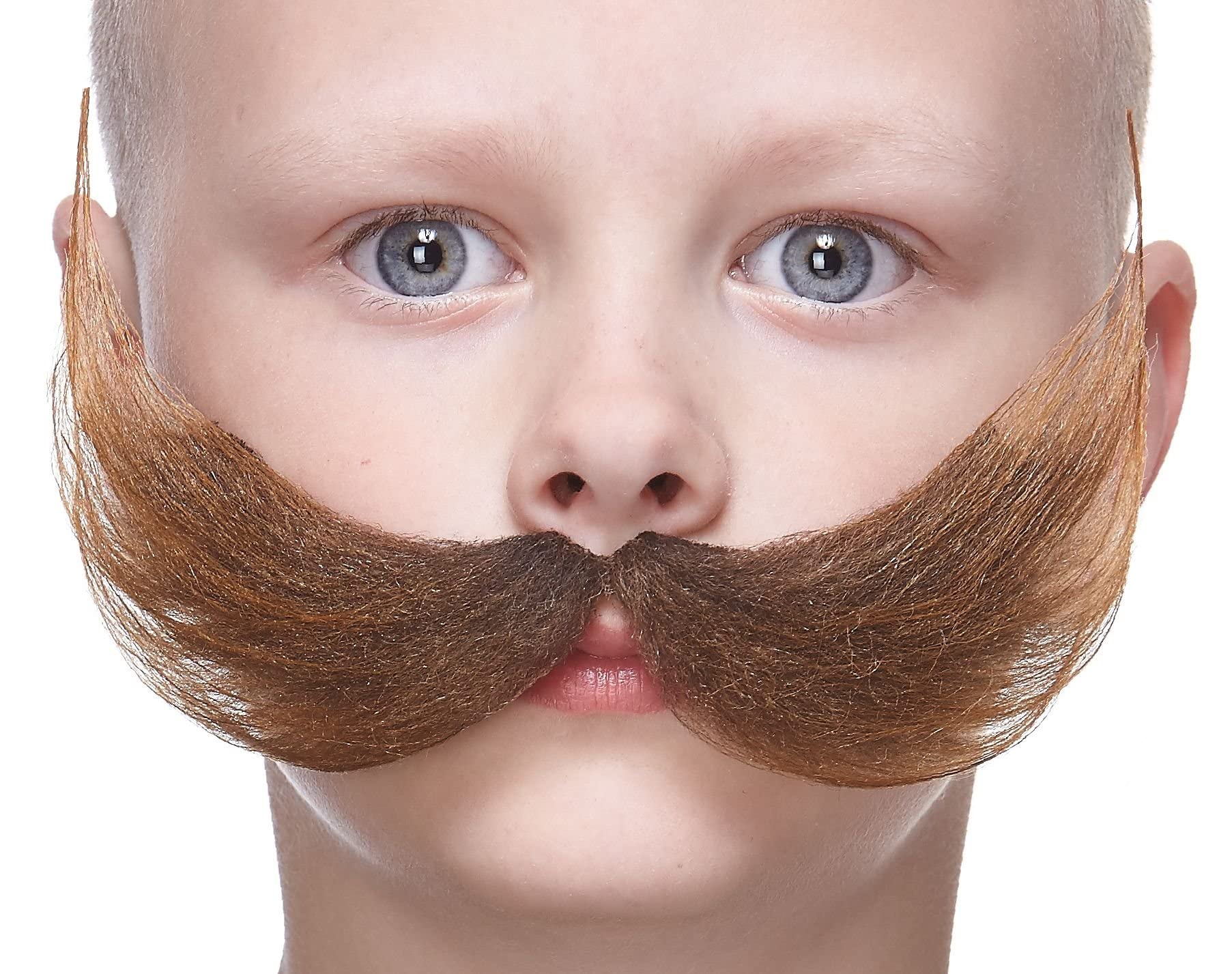 Mustaches Self-adhesive Fisherman's Fake Mustache for Adults, Novelty, Fake Facial Hair, Costume Accessory for Adults, Brown Color