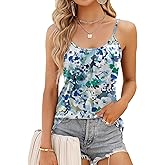 Micoson Flowy Camisole for Women Scoop Neck Adjustable Spaghetti Strap Casual Pleated Basic Tank Tops