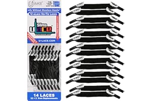 U-LACE uLace Slims No-Tie Shoelaces - Elastic Shoe Laces for Sneakers | Stretchy, Elastic Laces | Easy Installation - 14 Laces