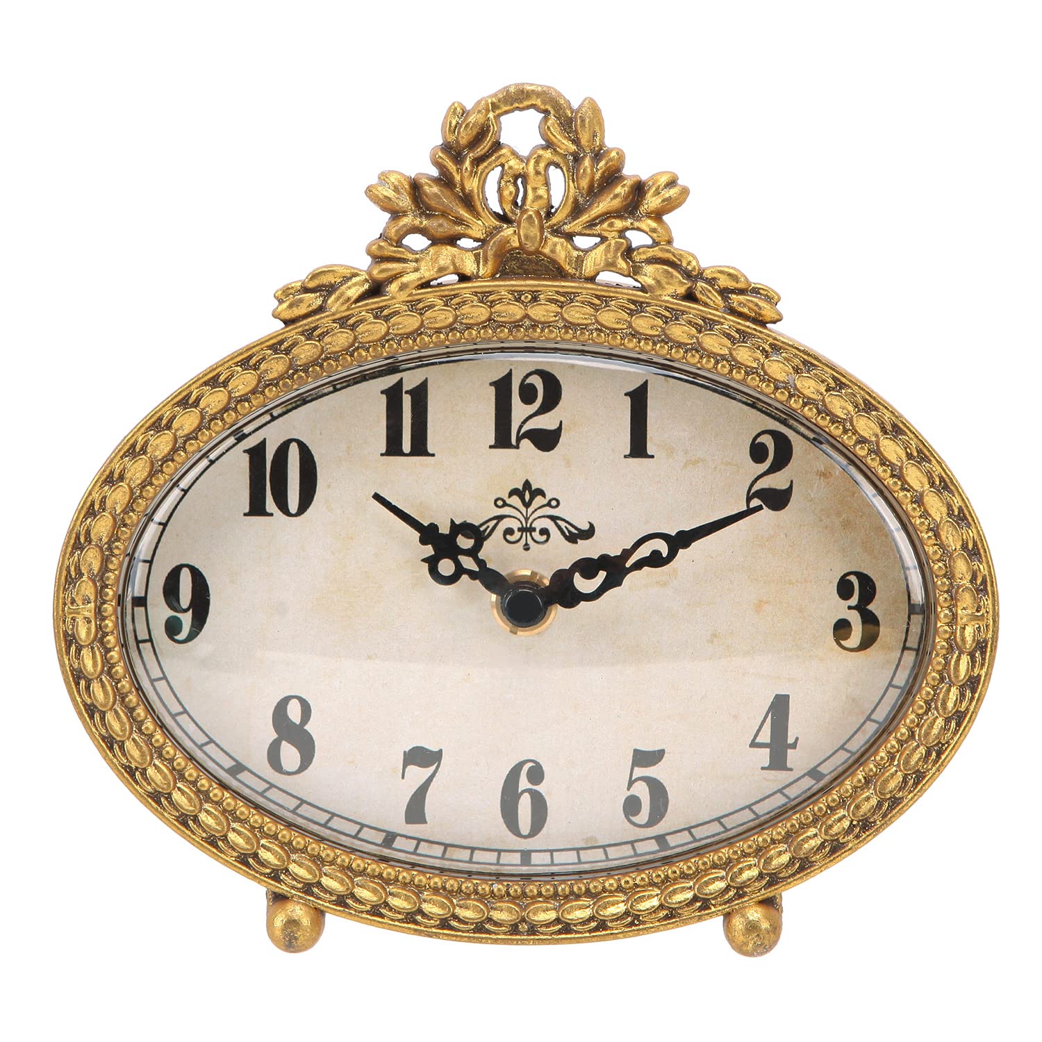 Photo 1 of NIKKY HOME Vintage Table Top Clock, Silent Small Shelf Desk Clock Battery Operated Rustic Design, Home Decor for Living Room, Bedroom, Bedside, Gift Clock - Gold