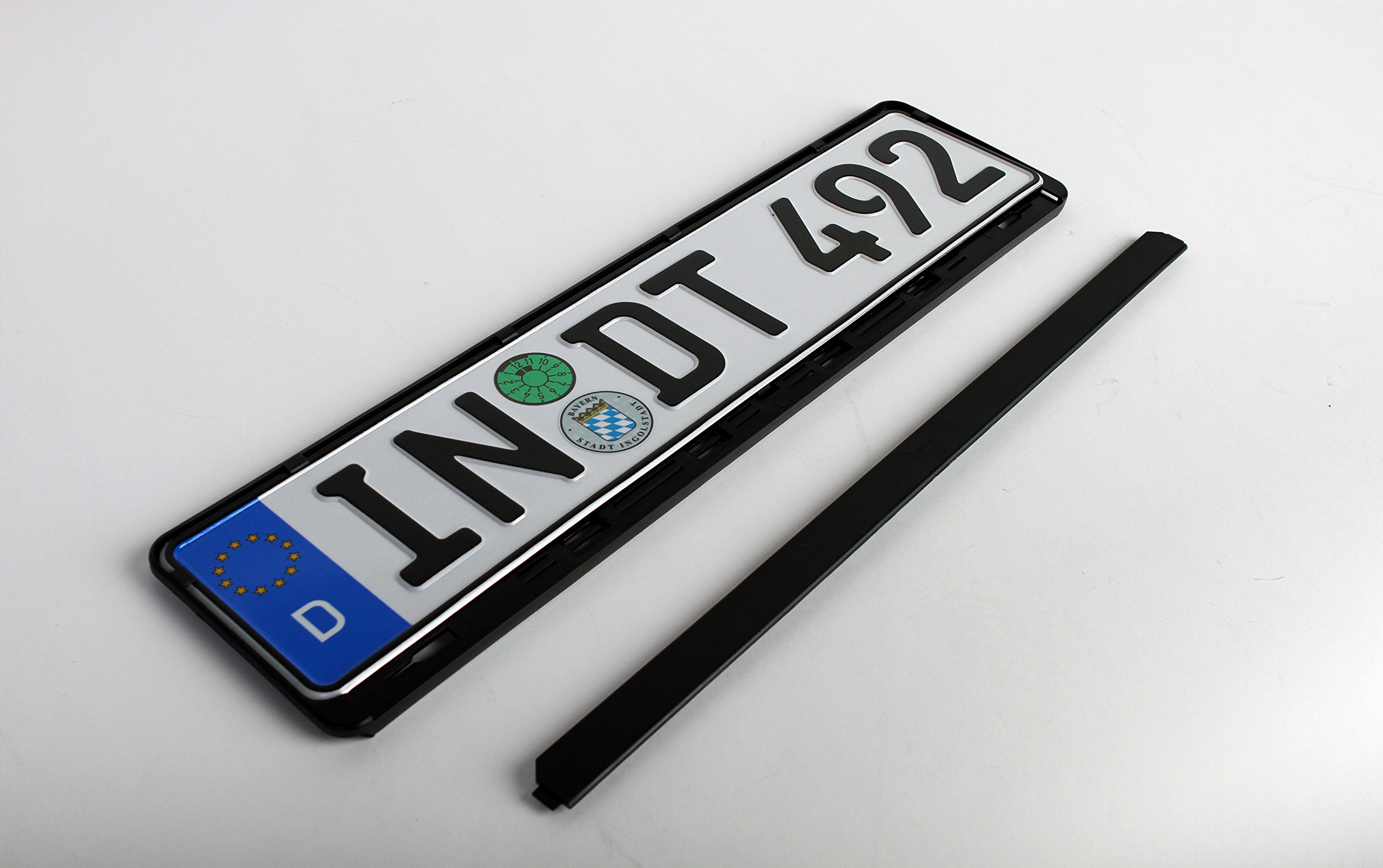 Standard Black Euro License Plate Holder Universal Mounting Frame