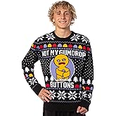 Shrek Ugly Sweater for Christmas Men's Gingerbread Man Not My Gumdrop Buttons Knit Pullover