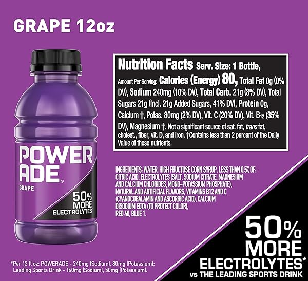 POWERADE SPORTS DRINK GRAPE, 12 OUNCE (PACK OF 8)