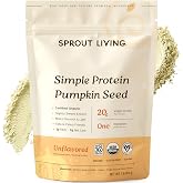 Sprout Living Organic Pumpkin Seed Protein Powder, Unflavored, 20 Grams of Plant Based Protein Powder Without Artificial Sweeteners, Non Dairy, Non-GMO, Vegan, Gluten Free (1 Pound, 14 Servings)
