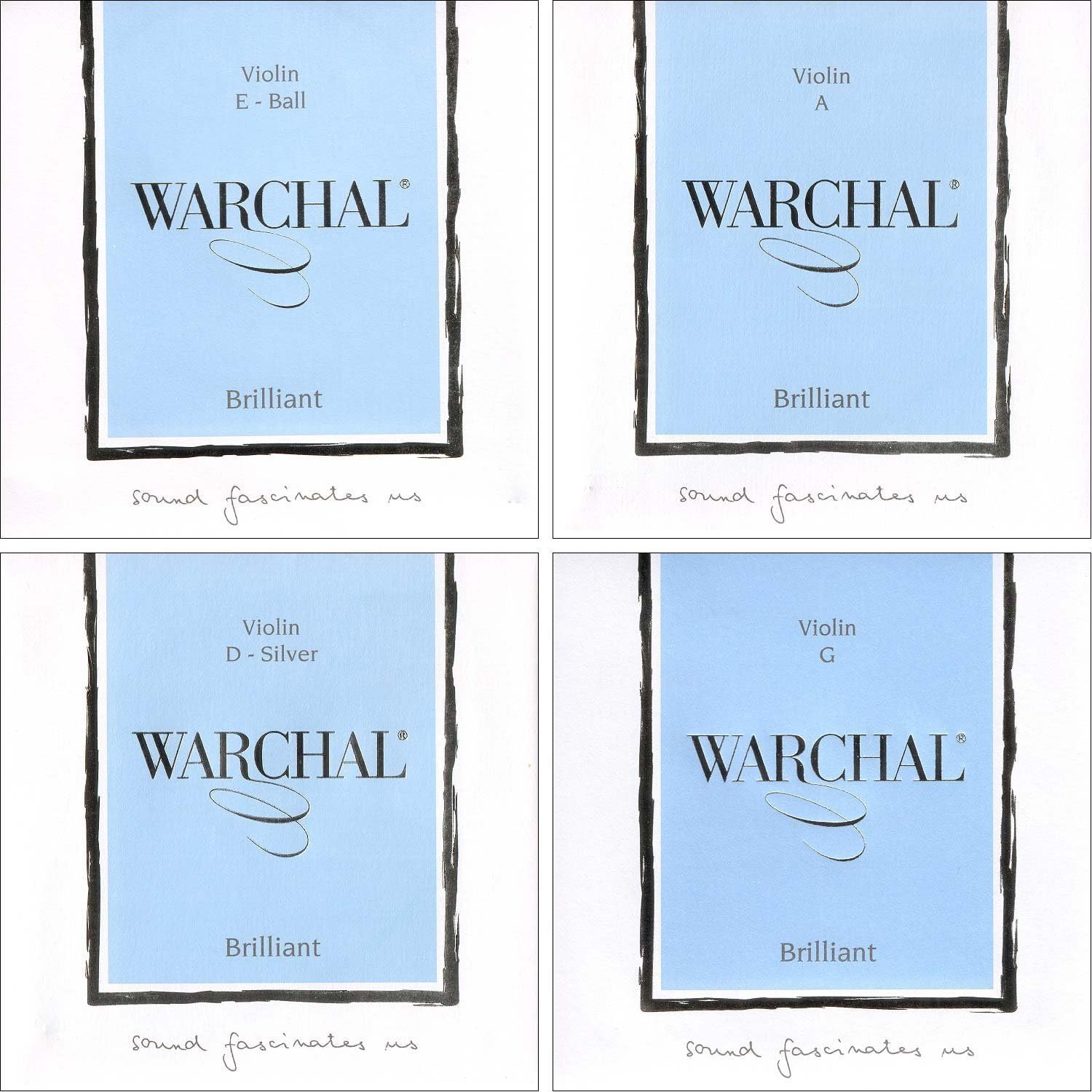 Warchal Brilliant 4/4 Violin String Set - Ball End E - Silver D - Medium Gauge