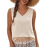 LOMON Womens Linen Tank Top V Neck Tank Tops Sleeveless Cute Spring Summer Tops for Women 2026 Beach Vacation Outfits (XS-XL)