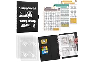 Antner 100 Envelopes Challenge Binder Money Savings Challenges Book to Save $5,050 and $500 and $10,000, A5 Money Saving Planner Budget Binder with Cash Envelopes, Black