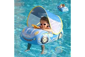 Baby Pool Float with 3D Car Design, PVC Baby Swim Float, Toddler Pool Float, Swimming Floats Seat Boat Pool Toys with Steerin