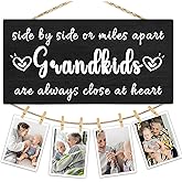 Hiuwevt Grandkids Grandparents Picture Frame Photo Hanging Display, Gifts for Grandparents Grandma Grandpa, Long Distance Gifts for Grandparent Picture Board Photo Holder for Wall Decor