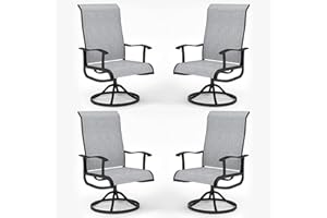 PIZZELLO Patio Swivel Chairs Set of 4 Outdoor Swivel Rocker Dining Chairs with All Weather Textilene High Back and Metal Fram