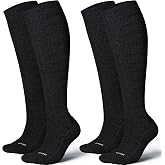 LEVSOX Thicker Bamboo Viscose Compression Socks 20-30 mmHg Cushioned | Knee High Compression Socks, Full-Foot Terry Cushioning Stockings for Flying Travel Nurses Pregnancy, Running Socks