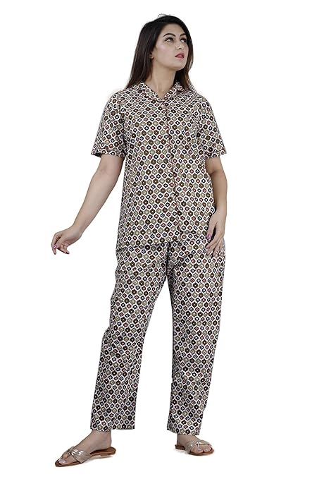 Buy Urali Pure Cotton Printed Night Suit of Shirt and Pants for Girls / Women - NS-104 at Amazon.in