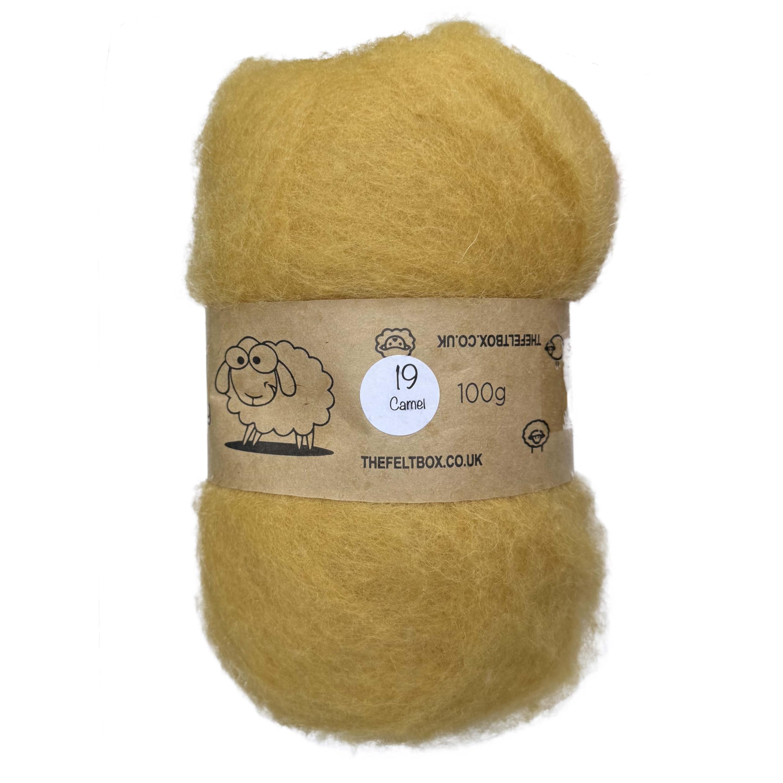 Camel Carded Wool Batt #19 – 100 g for Needle Felting, Natural Tan Shade – 100% NZ Wool, Mulesing-Free, Eco Packaging – The Felt Box UK
