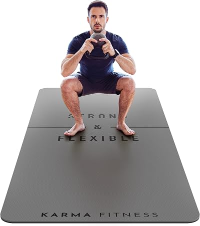 Karma Fitness Large Exercise Mat Extra Wide 183x80x10mm TPE with Carry Bag
