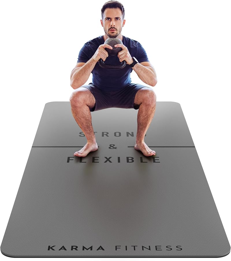 Karma Fitness Large Exercise Mat Extra Wide 183x80x10mm TPE with Carry Bag